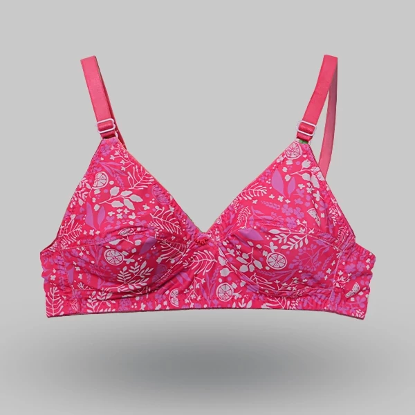 Simple প্রিন্ট স্ট্রেচ ব্রা গোলাপী Bra
