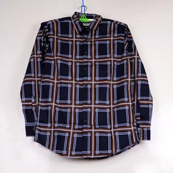 Long Sleeve Cotton Navy Blue Shirt For Men's