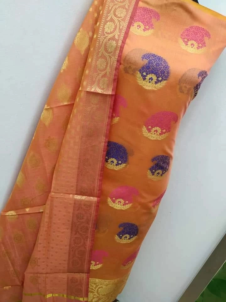 Beautiful Orange Color Katan 2 piece for women