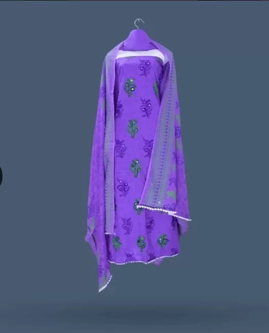 Violet Color Cotton 3 piece